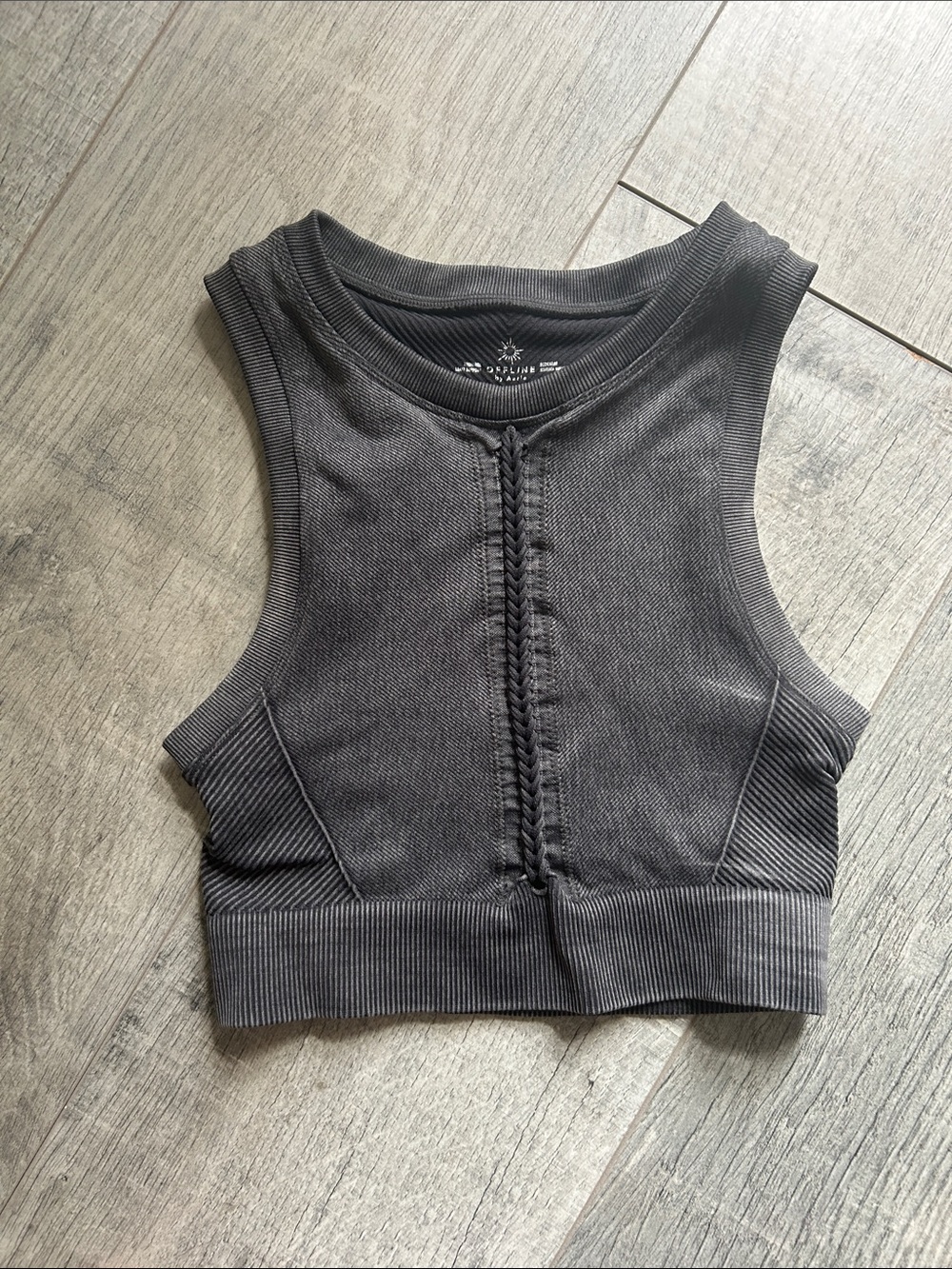 aerie Ribbed Seamless Crop Tank - Charcoal